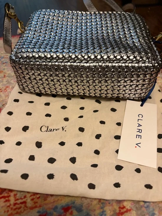 NWT Clare V Metallic Silver  Woven midi sac - Picture 4 of 4